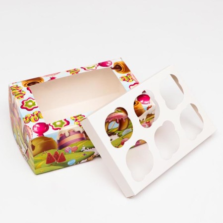 Packaging for 6 cupcakes with the window "City of sweets", 25 x 17 x 10 cm-4