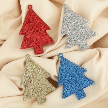 Christmas tree decoration "Christmas tree in a circle" (set 4 pcs) 5x6.5 cm mix