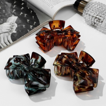 Hair crab "Leopard print" Bow, 8.5 cm, mix-2