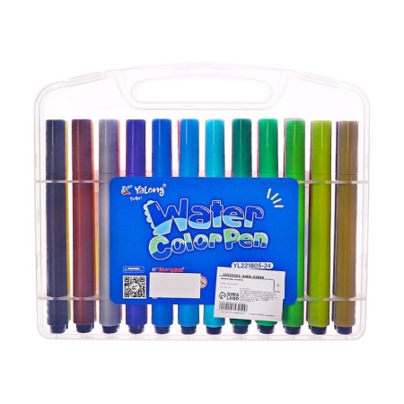 Flomasters 24 colors with a bullet -shaped tip, in a plastic penal penet of dino mix-10