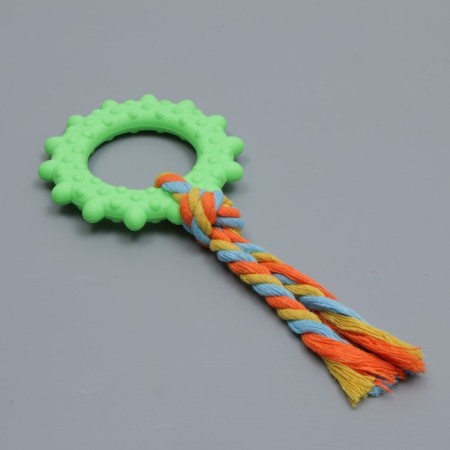 Chewing toy with a rope "Ring with a tail", green-2