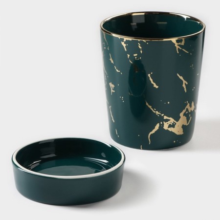 Ceramic stand for Gold cutlery, 10.5 × 10.5 × 13 cm, green color-1