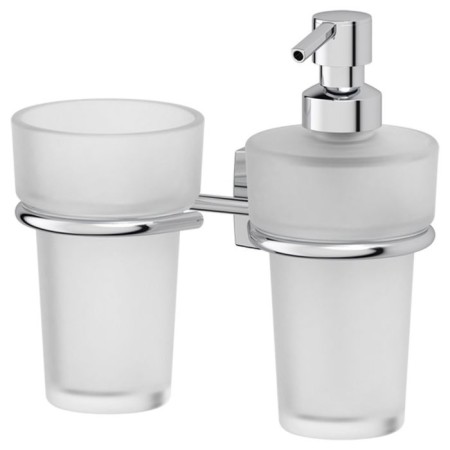 Holder with a glass and a dispenser of liquid soap, matte crystal, chrome, fbs