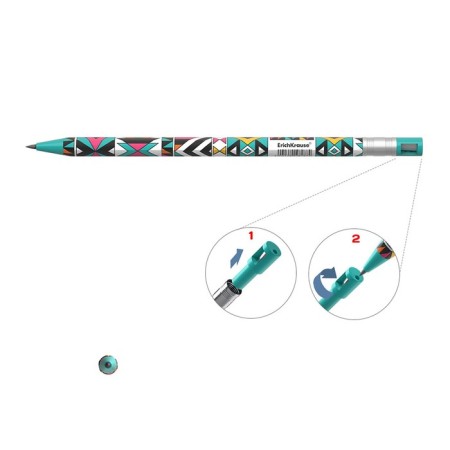 Mechanical Pencil Erichkrause "Colortouch Ornament", Grifel D = 2.0 mm, with a sharpener, "Soft-Touch" with a design, in a tube-6