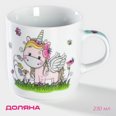 Mug ceramic share "unicorn", 230 ml, white color