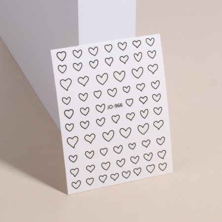 Nail stickers "heart", voluminous, black color-1