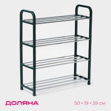 Обувница Доляна, 4 яруса, 50×19×59 см, цвет зелёный
