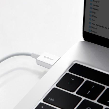 Cable Baseus, Type -C - USB, 6 A, 66W, TPE braid, 1 m, white-9
