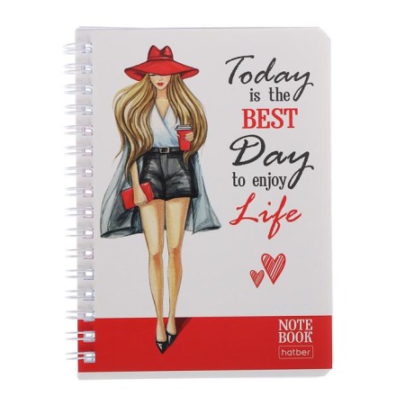 Note book A6, 80 sheets in a cage, on the crest "Life is beautiful!", Cardboard cover, offset block, mix-1