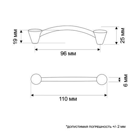 PC174BL handle, m/o 96 mm, black color, 4 pcs TMP-3