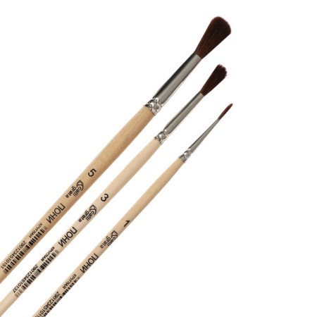 Set of brushes ponies 3 pieces, calligrata No. 1 (round No.: 1, 3, 5), wooden handle-3