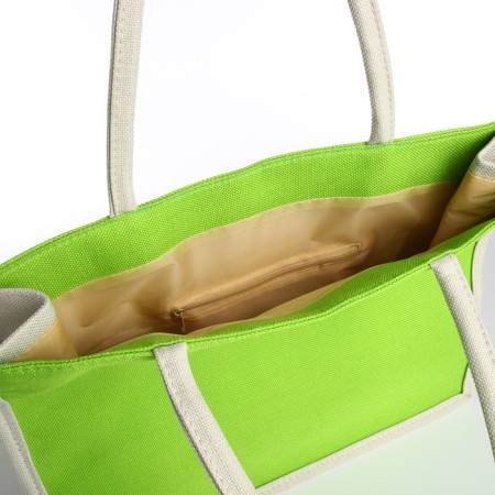 Bag beach without fasteners, milk/light green color-2