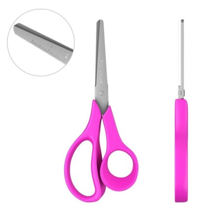 Children's scissors for left -handed 14 cm, Erichkrause Joy Ergo, with rounded ends of blades and ruler, mix-3