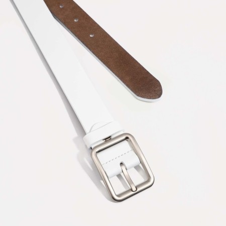 Women's belt, width 2.5 cm, screw, buckle metal, white color-1