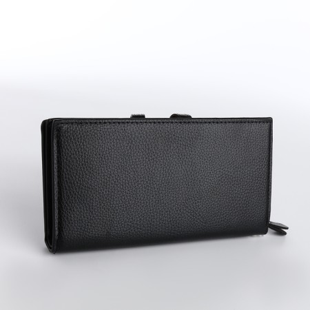 Male purse for magnet, clip for bills, separation for SIM cards, black color-1
