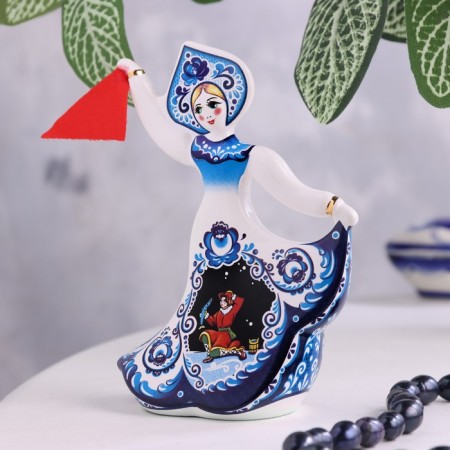Doll souvenir, gzhel, 11 cm, ceramics-1