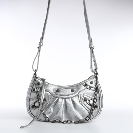 Bag Women's Cross Bodi, on a zipper, silver color