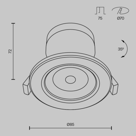 The built-in lamp Technical DL014-6-L9W, 9W, 8.5x8.5x7.2 cm, LED, 850LM, 4000K, white color-8