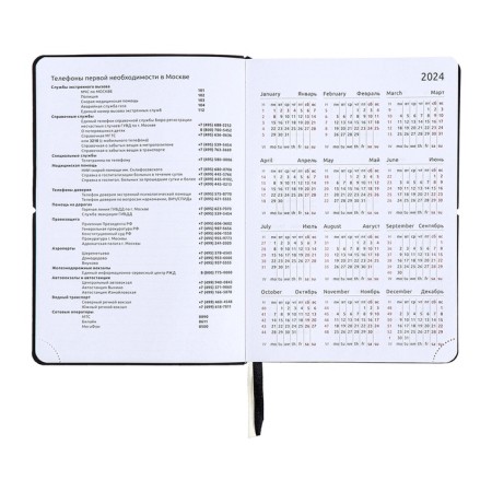 Dated diary 2024 A5 176 sheets, Devente.Saltos, soft cover of artificial leather, lies, cream block 70 g/m2, black-11