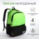 School backpack, 2 lightning departments, 3 pockets, black/green color