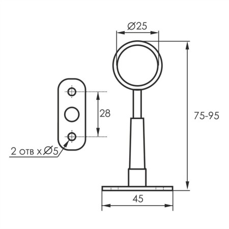 Holder R-50R to the wall, adjustable, passing, chromium color-1