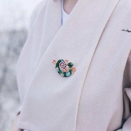 Brooch "Chameleon", colored in gold-2