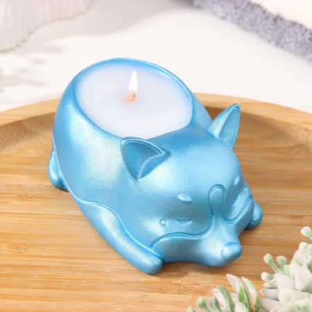 Cooping "Corgi" in the candlestick of gypsum, 8.5x13x7cm, blue