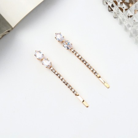 Invisibility for hair "Vivien" (set 2 pcs) stones radiance ovala, 5 cm, gold