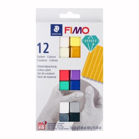 Set of plastic - polymer clay, Effect, 12 colors of 25 g