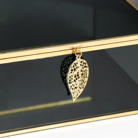 Casket Glass with a metal frame "Darkened with a sheet" 15x15x6.5 cm-1