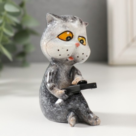 Souvenir Polystone varnish "Kotka with the phone" 7x6x7 cm-1