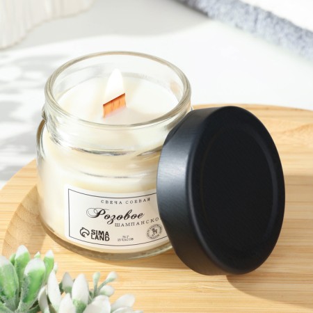 Aromatic candle made of soy wax in a bank, 75 g, pink champagne
