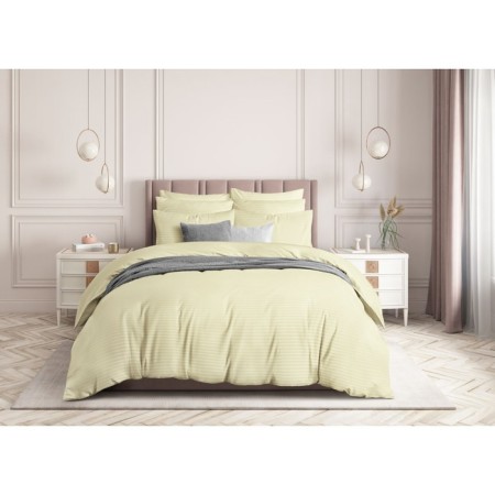 Guten Morgen Champagne sheet, Straip-Satin, size 150x214 cm, yellow color-2