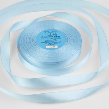 Satin tape, 12 mm × 33 ± 2 m, blue color No. 129