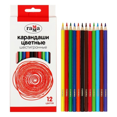 Pencils 12 -Gamma, hexagonal, sharpened., Cardboard. Packaging, euro suspension
