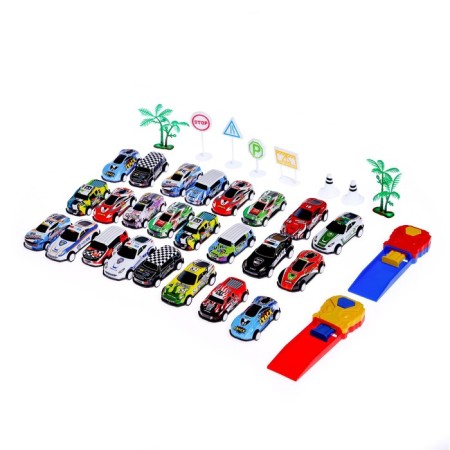 Game set "City", 24 metal machines with launch and playing field-5