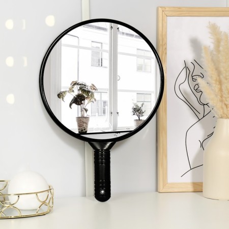 Mirror with a handle, D mirror surface 24 cm, black color-1