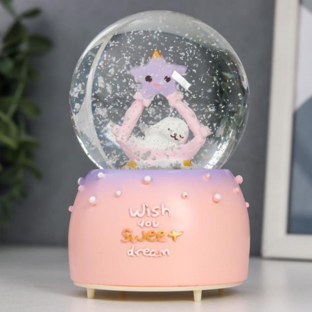 Souvenir polystone water ball light, music "Sleeping bunny" d = 8 cm mix 12.5x8x8 cm-3