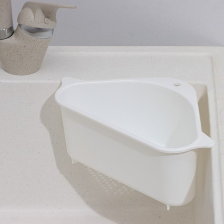 Holder on a sink for kitchen trifles, 26 × 14 × 9 cm, white color-1