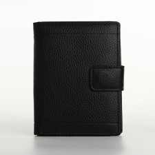 Male purse on magnet 3 in 1, department for auto documents, passports, black color