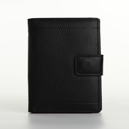 Male purse on magnet 3 in 1, department for auto documents, passports, black color