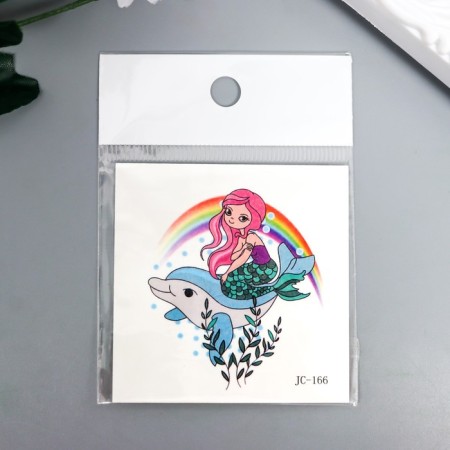 Tattoo on the body color "Mermaid and dolphin" 6x6 cm-2