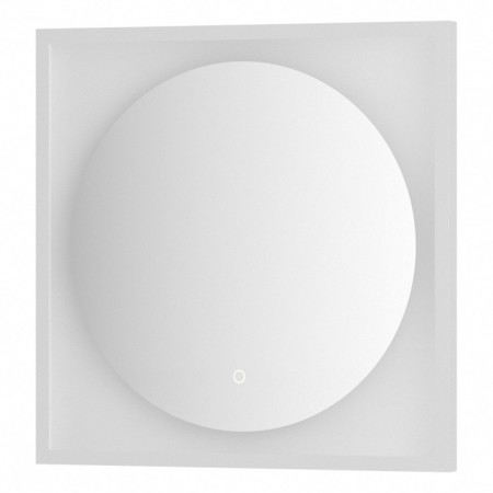 Mirror in a baguette frame with a 12 W LED light, 60x60 cm, sensory switch, neutral white with