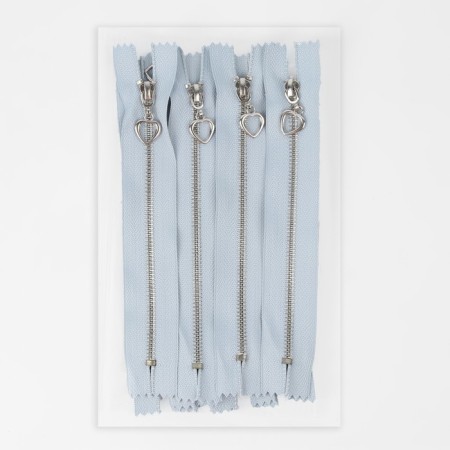 Metal zipper, No. 3, non -proceeding, automatic lock, 15 cm, blue/silver color-2