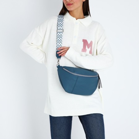 Bag Cross-Bodi with a zipper, blue color-5