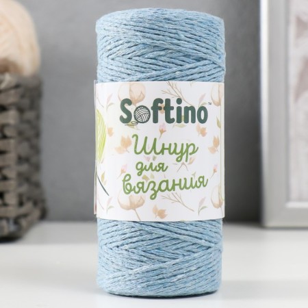 Knitting cord 100% cotton, width 1mm 100m 80g of "sky blue" 10x4.2x4.2 cm