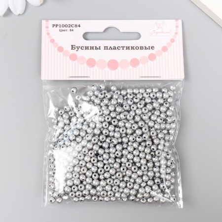 Set of beads "needlework" plastic, diameter 4 mm, 25 g, silver-2