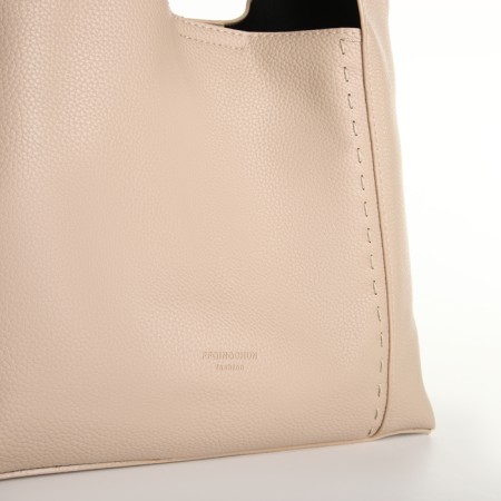 Bag Women's bag 2 in 1, on the button, cosmetic bag, beige color-3