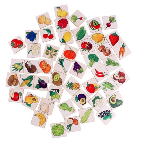 Loto large "vegetables and fruits" (48 wooden chips + 8 cards + bag)-2
