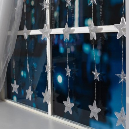 Garland "fringe" 2.4 × 0.9 m with nozzles "stars", IP20, transparent thread, 186 LED, glow blue, 8 modes, 220 V-4